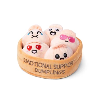 A picture of the emotional support dumplings plushie.