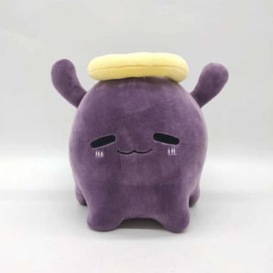 A picture of a purple octopus plushie.